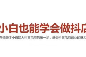 2021最新抖音小店无货源课程，小白也能学会做抖店