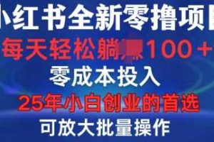 小红书全新纯零撸项目，只要有号就能玩，可放大批量操作，轻松日入100+【揭秘】