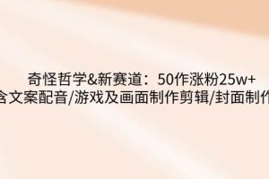 奇怪哲学-新赛道：50作涨粉25w+含文案配音/游戏及画面制作剪辑/封面制作等