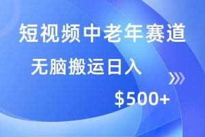 （14254期）短视频中老年赛道，操作简单，多平台收益，无脑搬运日入500+