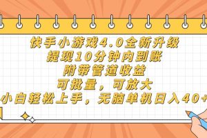 （14442期）快手小游戏4.0升级，提现10分钟内到账，可批量，可放大，小白可轻松上…