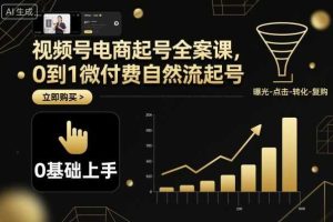 视频号电商起号全案课，0到1微付费自然流起号