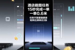 酒店截图任务，15秒完成一单，一单0.6米，任务不限量随便接，矩阵拉满单日3张【揭秘】