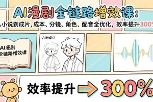(17245期)AI漫剧全链路增效课:从小说到成片,成本、分镜、角色、配音全优化,效率提升300%