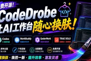 免费开源的CodeDrobe，让AI工作台随心换肤，支持Codex、WorkBuddy等，免费且本地运行！