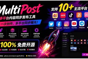 （19484期）一键发布内容到 10+ 社交媒体平台！支持视频/图片内容，一次编辑全网