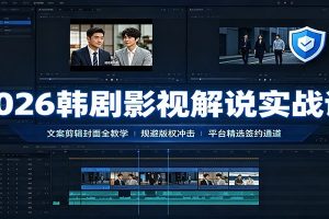 2026韩剧影视解说实战课：文案剪辑封面全教学，规避版权冲击平台精选签约通道