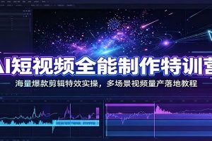 AI短视频全能制作特训营：海量爆款剪辑特效实操，多场景视频量产落地教程