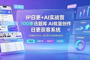 （19353期）IP日更+AI实战营：IP置顶视频制作×100条选题库搭建×10条日更规划，AI批量创作内容，建立稳定日更获客系统