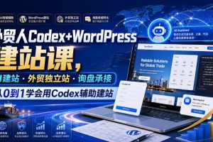 外贸人Codex+WordPress建站课，AI建站·外贸独立站·询盘承接，从0到1学会用Codex辅助建站