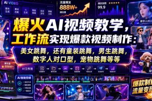 爆火AI视频教学，工作流实现爆款视频制作：美女跳舞，还有童装跳舞，男生跳舞，数字人对口型，宠物跳舞等等