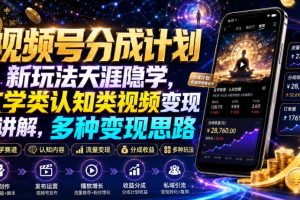 视频号分成计划新玩法天涯隐学，玄学类认知类视频变现讲解，多种变现思路