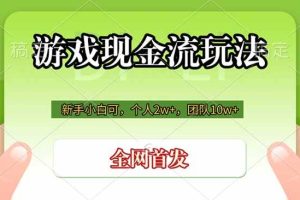 （19186期）游戏现金流玩法，个人2w+，团队10w+，自己做老板