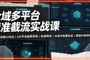 全域多平台精准截流实战课｜7大截流核心玩法、6大平台矩阵布局、私域导流、AI话术批量生成、精准打粉闭环教程
