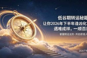 （19024期）付费文章：低谷期转运秘籍，让你2026年下半年逢凶化吉，遇难成祥，一顺百顺。