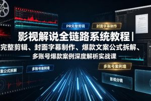 影视解说全链路系统教程｜PR完整剪辑、封面字幕制作、爆款文案公式拆解、多账号爆款案例深度解析实战课