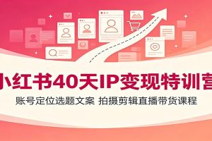 小红书40天IP变现特训营：账号定位选题文案，拍摄剪辑直播带货课程