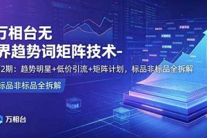 （18861期）万相台无界趋势词矩阵技术-第2期：趋势明星+低价引流+矩阵计划，标品非标品全拆解