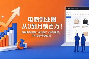 （18831期）电商创业圈从0到月销百万！拆解新品起盘+全站推广+动销模型，中小卖家快速盈利