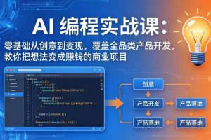 （18806期）AI编程实战课-第三期-6月更新：零基础从创意到变现，覆盖全品类产品开发，把想法变成赚钱项目