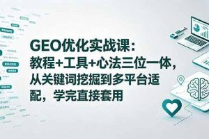 （18717期）GEO优化实战课：教程+工具+心法三位一体，从关键词挖掘到多平台适配，学完直接套用