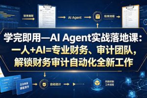 学完即用—AI Agent实战落地课：一人+AI=专业财务、审计团队，解锁财务审计自动化全新工作模式