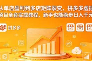 （18576期）从单店盈利到多店矩阵裂变，拼多多虚拟项目全套实操教程，新手也能稳步日入千元