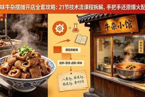 （18601期）原味牛杂摆摊开店全套攻略：21节技术流课程拆解，手把手还原爆火配方