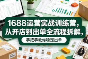 1688运营实战训练营，从开店到出单全流程拆解，手把手教你稳定出单（更新0620）