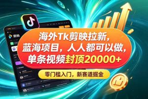 海外TK剪映拉新蓝海赛道！零门槛普通人可上手，单条视频收益上限2W+