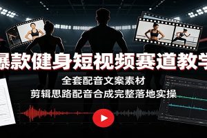 爆款健身短视频赛道教学：全套配音文案素材，剪辑思路配音合成完整落地实操