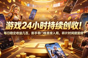 游戏24小时持续创收！每日稳定收益几百，新手零门槛直接入局，碎片时间就能做【揭秘】