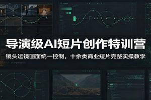 导演级AI短片创作特训营：镜头运镜画面统一控制，十余类商业短片完整实操教学（更新）