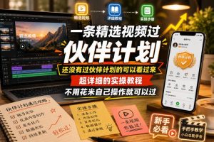 一条精选视频过伙伴计划，还没有过伙伴计划的可以看过来，超详细的实操教程，不用花米自己操作就可以过