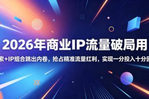 2026年商业IP流量破局用，搜索+IP组合跳出内卷，抢占精准流量红利，实现一分投入十分回报