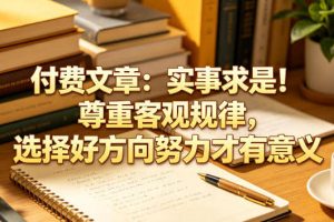 付费文章：实事求是！尊重客观规律，选择好方向努力才有意义