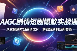 AIGC剧情短剧爆款实战课，从选题剧本到高清成片，解锁短剧副业新赛道