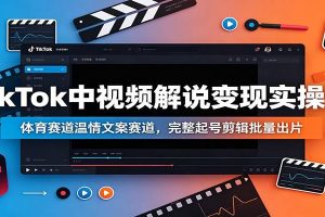 TikTok中视频解说变现实操课：体育赛道温情文案赛道，完整起号剪辑批量出片