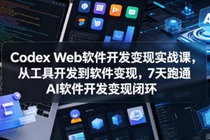 Codex Web软件开发变现实战课，从工具开发到软件变现，7天跑通AI软件开发变现闭环