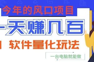 今年的风口项目，AI 软件量化玩法，让你一天赚几百，一台电脑就能做！