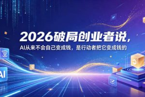 2026破局创业者说，AI从来不会自己变成钱，是行动者把它变成钱的【文档】