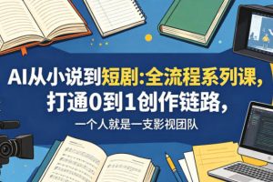 AI从小说到短剧全流程系列课，打通0到1创作链路，一个人就是一支影视团队