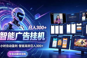 AI智能广告挂G项目，无需人工，单机稳定日入200+，可矩阵放大，24小时不间断刷广告賺收益【揭秘】