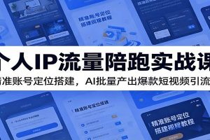 个人IP流量陪跑实战课：精准账号定位搭建，AI批量产出爆款短视频引流
