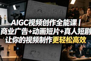 AIGC视频创作全能课｜商业广告+动画短片+真人短剧，让你的视频制作更轻松高效