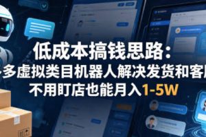 低成本搞钱思路：多多虚拟类目机器人解决发货和客服，不用盯店也能月入1-5W【揭秘】