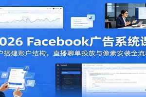 2026 Facebook广告系统课：开户搭建账户结构，直播聊单投放与像素安装全流程