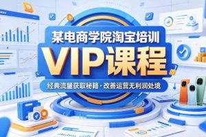 某电商学院淘宝培训VIP课程，各种经典有用的流量获取秘籍，改善运营产品没利润的处境（2026年5月）