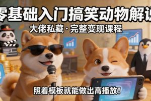零基础入门搞笑动物解说，大佬私藏完整变现课程，照着模板就能做出高播放