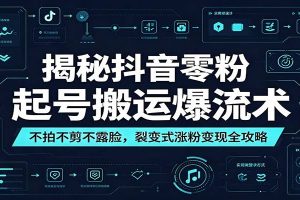 揭秘抖音零粉起号搬运爆流术：不拍不剪不露脸，裂变式涨粉变现全攻略
